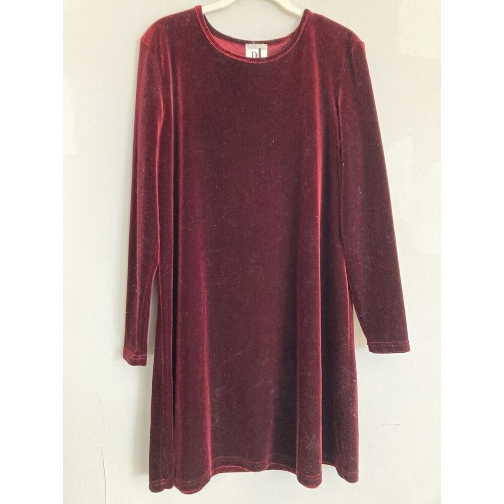 DJ Int’l Velvet Mini Dress MEDIUM Burgundy Long Sleeve Whimsy Goth Grunge 90’s